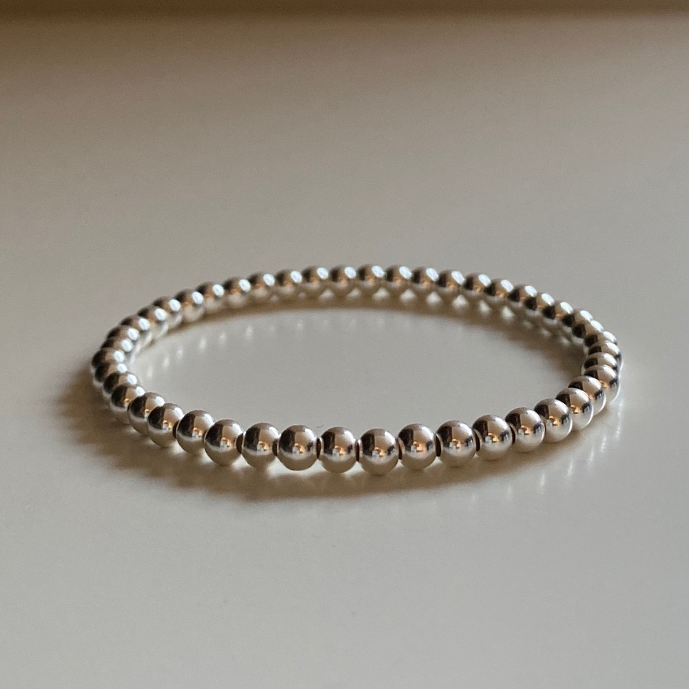 4mm Silver beads bracelet